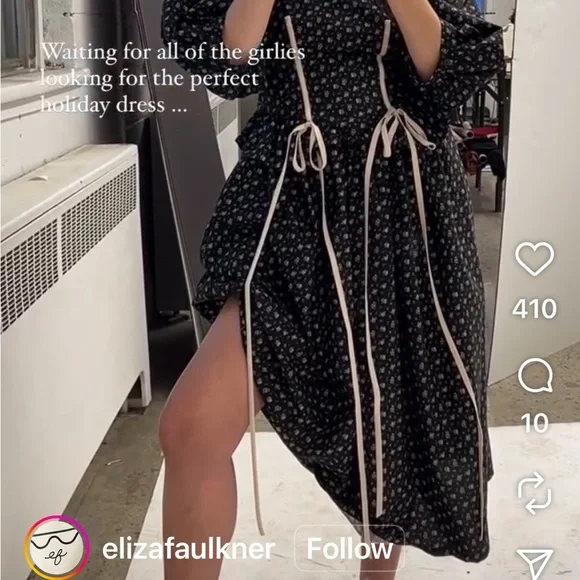 Black Floral Long Sleeve Dress - Picture 4 of 13